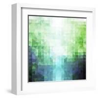 Abstract Green and Blue Triangle Pattern-ilyianne-Framed Art Print