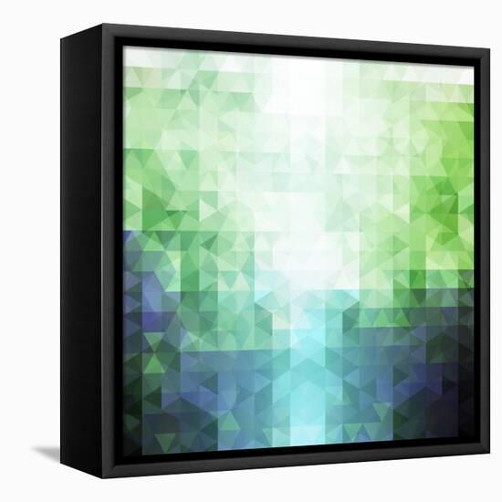 Abstract Green and Blue Triangle Pattern-ilyianne-Framed Stretched Canvas