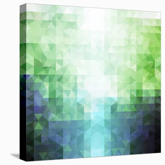 Abstract Green and Blue Triangle Pattern-ilyianne-Stretched Canvas