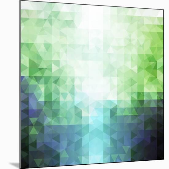 Abstract Green and Blue Triangle Pattern-ilyianne-Mounted Art Print