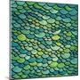 Abstract Green Marine Background Imitating Fish Scales. Raster Version of the Vector Image-tairen-Mounted Art Print