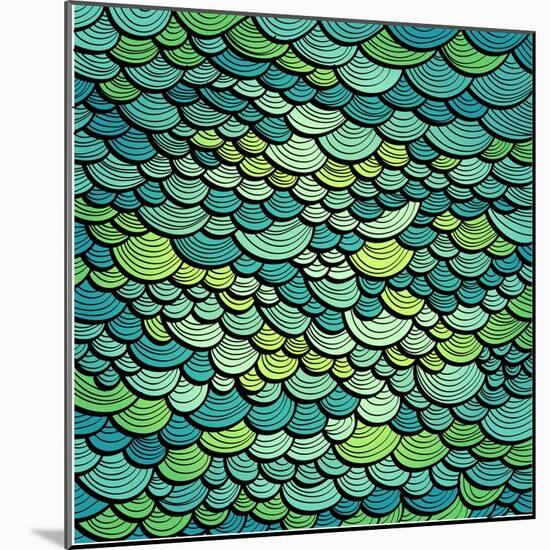 Abstract Green Marine Background Imitating Fish Scales. Raster Version of the Vector Image-tairen-Mounted Art Print