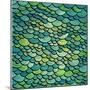 Abstract Green Marine Background Imitating Fish Scales. Raster Version of the Vector Image-tairen-Mounted Art Print