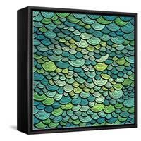 Abstract Green Marine Background Imitating Fish Scales. Raster Version of the Vector Image-tairen-Framed Stretched Canvas