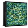 Abstract Green Marine Background Imitating Fish Scales. Raster Version of the Vector Image-tairen-Framed Stretched Canvas