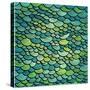 Abstract Green Marine Background Imitating Fish Scales. Raster Version of the Vector Image-tairen-Stretched Canvas