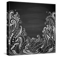 Abstract Hand Drawn Black Background-Artness-Stretched Canvas