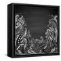 Abstract Hand Drawn Black Background-Artness-Framed Stretched Canvas