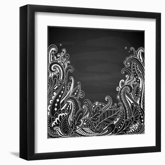 Abstract Hand Drawn Black Background-Artness-Framed Art Print