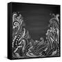 Abstract Hand Drawn Black Background-Artness-Framed Stretched Canvas