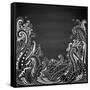 Abstract Hand Drawn Black Background-Artness-Framed Stretched Canvas