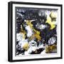 Abstract Hand Painted Black and White with Gold Background, Acrylic Painting on Canvas, Wallpaper,-Artlusy-Framed Art Print