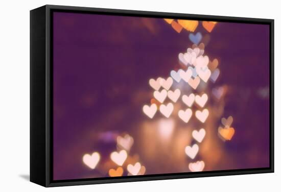 Abstract Heart Bokeh Background-AwaylGl-Framed Stretched Canvas