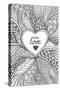 Abstract Heart Frame in Zen-Doodle Style-null-Stretched Canvas
