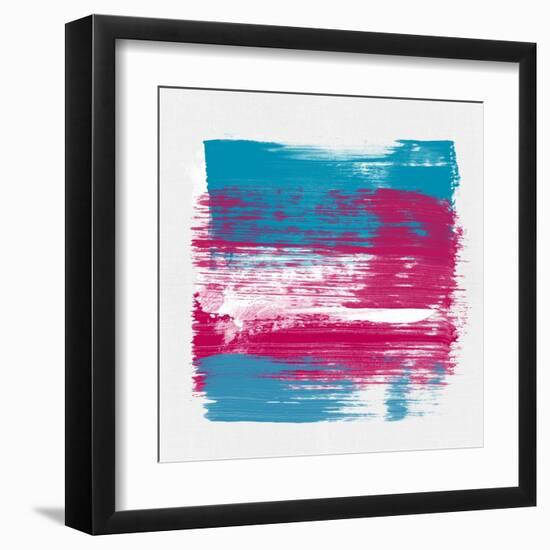 Abstract Hibiscus and Blue-Emma Moore-Framed Art Print