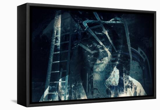 Abstract Horror Background, Dark Room with Ghost-Eugene Sergeev-Framed Stretched Canvas