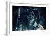 Abstract Horror Background, Dark Room with Ghost-Eugene Sergeev-Framed Photographic Print