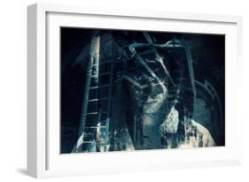 Abstract Horror Background, Dark Room with Ghost-Eugene Sergeev-Framed Photographic Print