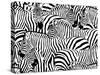 Abstract Illustration Herd of Zebras, Animal Seamless Pattern, Fashion Striped Print, Monochrome, C-Viktoriya Panasenko-Stretched Canvas