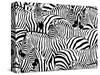 Abstract Illustration Herd of Zebras, Animal Seamless Pattern, Fashion Striped Print, Monochrome, C-Viktoriya Panasenko-Stretched Canvas
