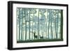 Abstract Illustration of Wild Animals in Wood.-Vertyr-Framed Art Print