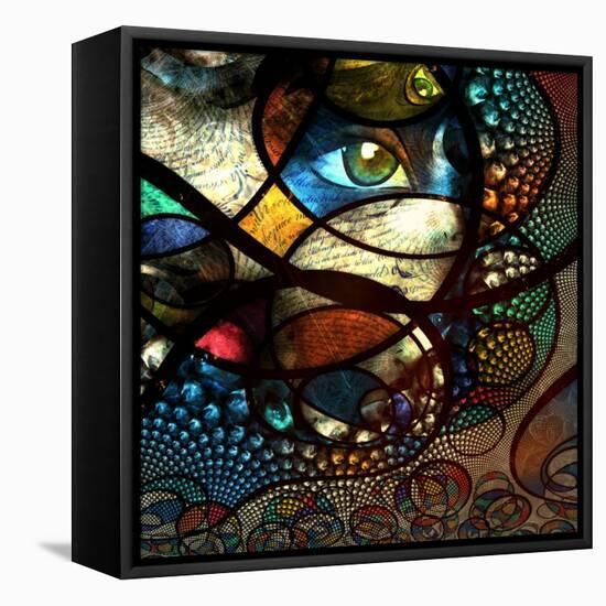 Abstract Image With Text And Human Eye-rolffimages-Framed Stretched Canvas