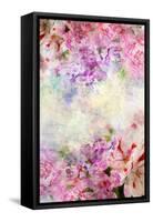 Abstract Ink Painting Combined With Flowers On Grunge Paper Texture-run4it-Framed Stretched Canvas