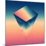 Abstract Isometric Prism with the Reflection of the Space and Low Poly Triangles on Blurred Backgro-Boris Znaev-Mounted Art Print