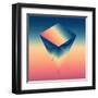 Abstract Isometric Prism with the Reflection of the Space and Low Poly Triangles on Blurred Backgro-Boris Znaev-Framed Art Print