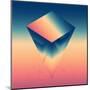 Abstract Isometric Prism with the Reflection of the Space and Low Poly Triangles on Blurred Backgro-Boris Znaev-Mounted Art Print