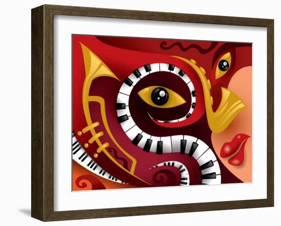 Abstract Jazz Music Art-Anthony Krikoryan-Framed Art Print