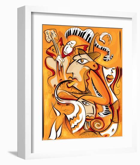 Abstract Jazz Quartett-null-Framed Art Print