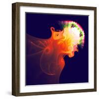 Abstract Jellyfish in the Ocean. Fractal Art Graphics-Artem Volkov-Framed Photographic Print