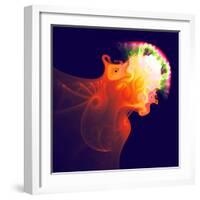 Abstract Jellyfish in the Ocean. Fractal Art Graphics-Artem Volkov-Framed Photographic Print