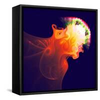 Abstract Jellyfish in the Ocean. Fractal Art Graphics-Artem Volkov-Framed Stretched Canvas