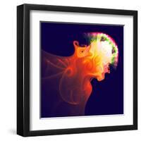 Abstract Jellyfish in the Ocean. Fractal Art Graphics-Artem Volkov-Framed Premium Photographic Print