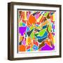 Abstract Kaleidoscope Vintage Cartoon Ornament Background Pattern-Olha Sidorova-Framed Art Print