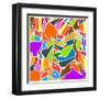 Abstract Kaleidoscope Vintage Cartoon Ornament Background Pattern-Olha Sidorova-Framed Art Print