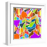 Abstract Kaleidoscope Vintage Cartoon Ornament Background Pattern-Olha Sidorova-Framed Art Print