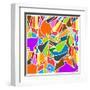 Abstract Kaleidoscope Vintage Cartoon Ornament Background Pattern-Olha Sidorova-Framed Art Print