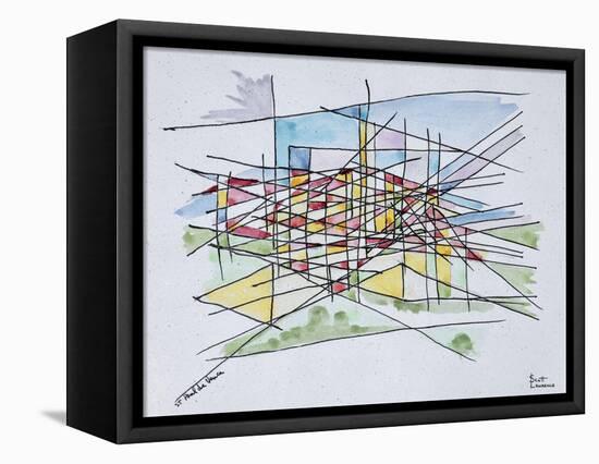 Abstract line drawing of Saint Paul de Vence, Provence, France-Richard Lawrence-Framed Stretched Canvas