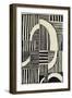 Abstract Linocut A-THE Studio-Framed Giclee Print