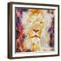 Abstract Lion Collage Painting-prawny-Framed Art Print