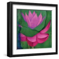 Abstract Lotus Flower-Elena Ray-Framed Art Print