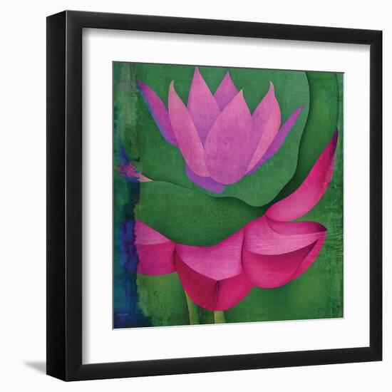 Abstract Lotus Flower-Elena Ray-Framed Art Print