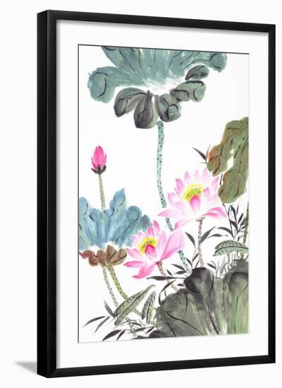 Abstract Lotus-Traditional Chinese Painting-aslysun-Framed Art Print