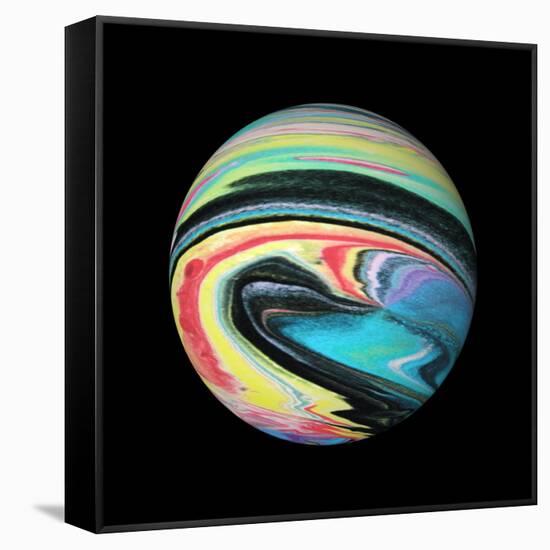 Abstract Marble Sphere of Ink-Swedish Marble-Framed Stretched Canvas