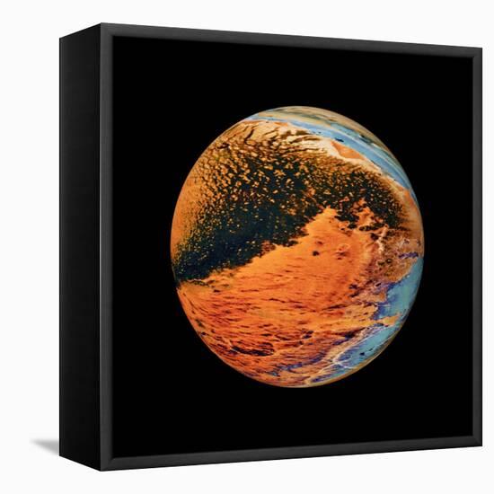 Abstract Marble Sphere of Ink-Swedish Marble-Framed Stretched Canvas