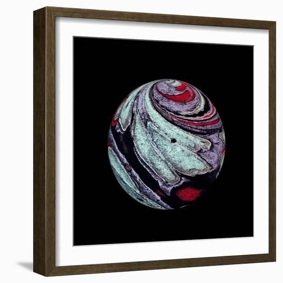 Abstract Marble Sphere of Ink-Swedish Marble-Framed Art Print