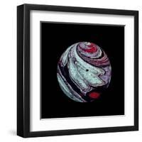 Abstract Marble Sphere of Ink-Swedish Marble-Framed Art Print